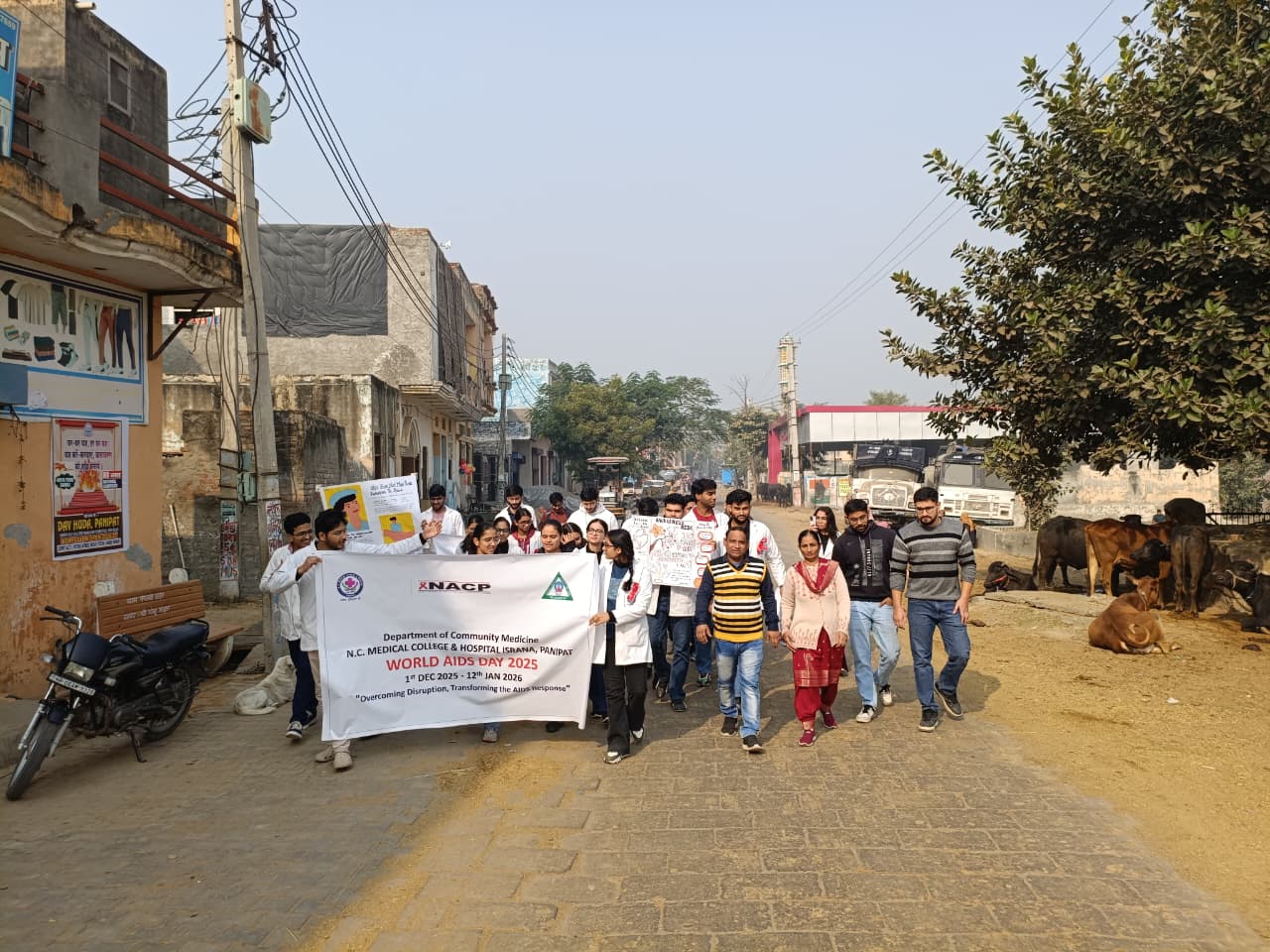 Department of Community Medicine NC Medical College and Hospital, Israna has observed World AIDS Day Awareness Activities on the theme 2025 ” End Inequalities. End AIDS “Overcoming Disruption, Transforming The AIDS Response in the catering area of our esteemed institution.
