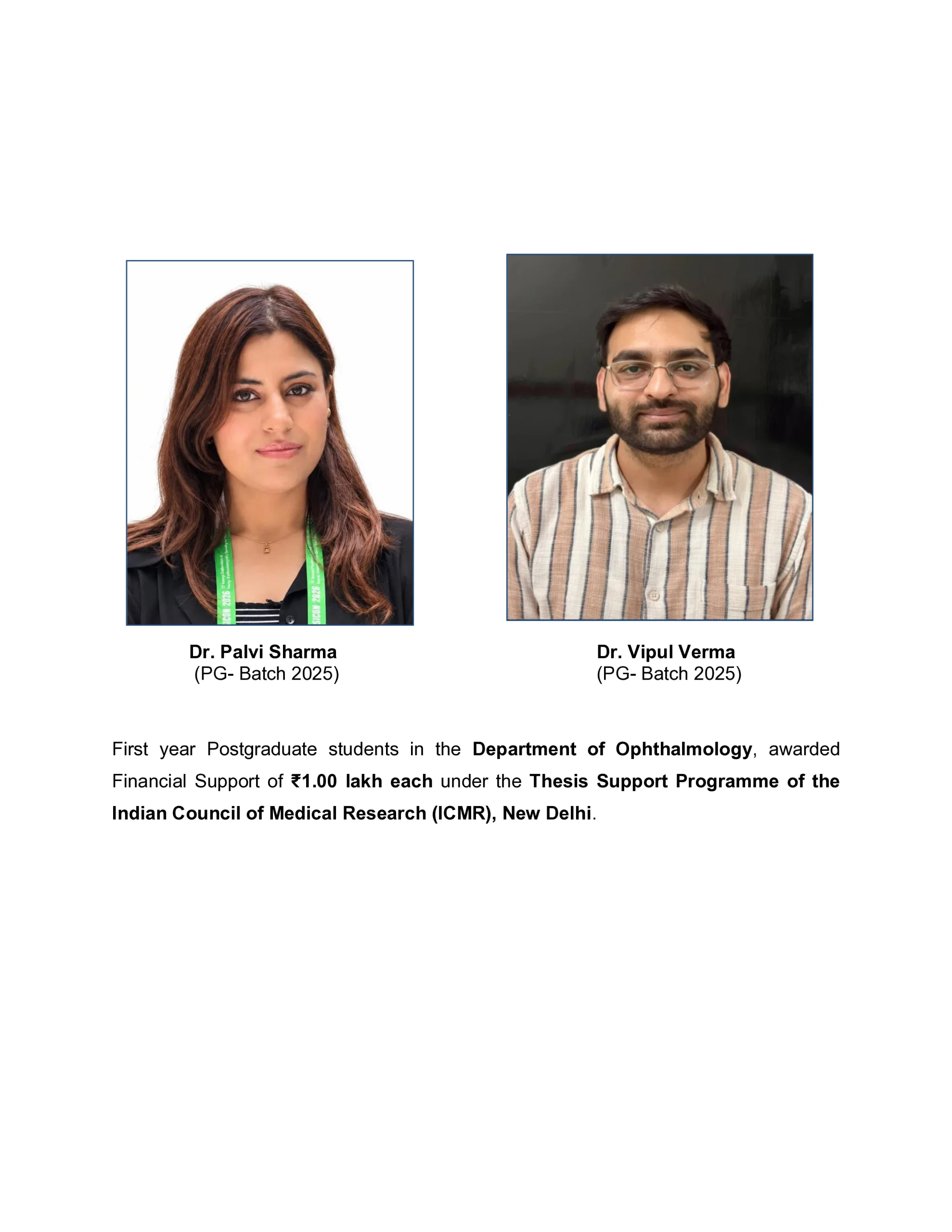 Congratulations to Our Post Graduate Students